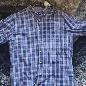 Checkered multicolored long sleeve men shirt.